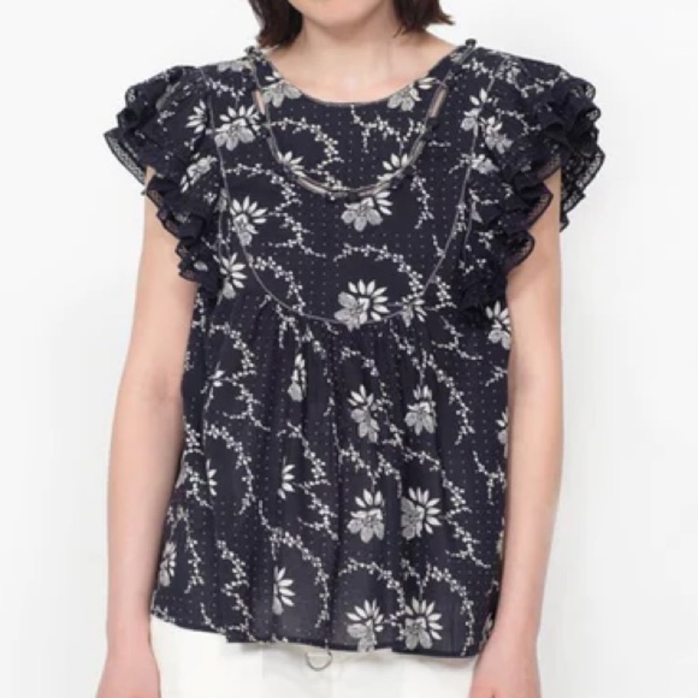 EUC Sea New York Tatiana Ruffle Tank Blouse Top, 8